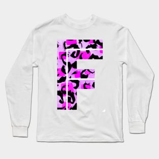 Abstract Letter F Watercolour Leopard Print Alphabet Long Sleeve T-Shirt